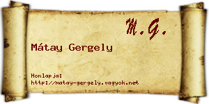 Mátay Gergely névjegykártya