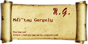 Mátay Gergely névjegykártya